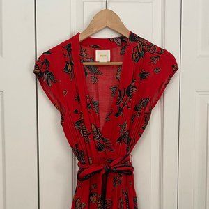 Maeve Red Floral Wrap Dress